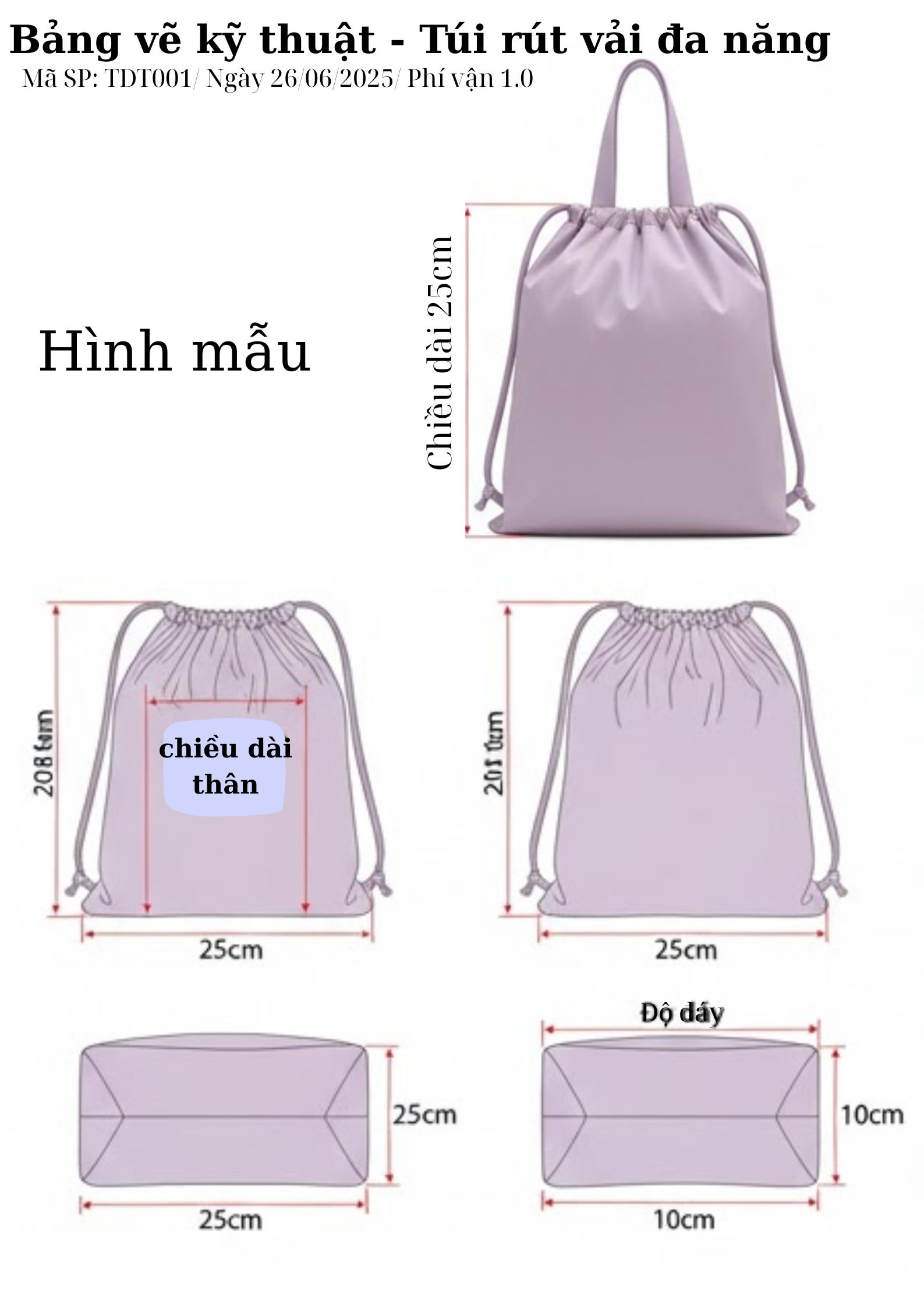 Túi vải canvas đựng giày 12 Túi vải canvas đựng giày